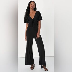 Black Short Sleeve Jumpsuit